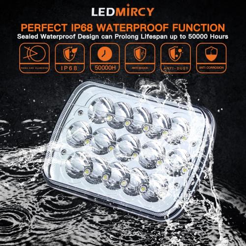 LEDMIRCY H6054 LED Headlights, 5x7 LED Headlights Rectangular 2PCS 90W High Low Sealed Beam Square 7x6 Headlight DOT Approved for Truck Chevy Cherokee Tacoma Ford Van Sedans H5054 H6014 H6052 6053