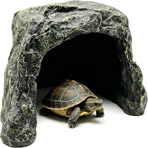 Reptile Rock Hide Cave Tortoise Hideout Turtle Basking Rock Snake Hide Habitat for Amphibian Lizard Fish Bearded Dragon Leopard Gecko