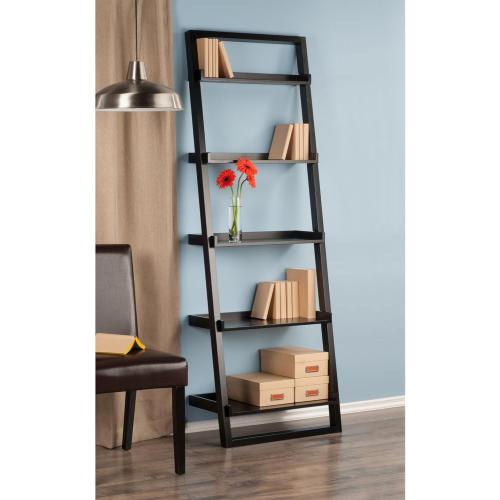 Size 25.75W x 14.4D x 74.6H. Color Black Winsome Wood Bailey Shelving, Black