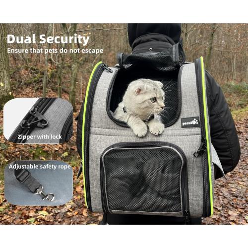 Grey Pecute Cat Carrier Backpacks, Expandable Cat Backpack with Breathable Mesh, Pet Carrier Backpack for Cats Small Dogs Puppies, Dog Carrier Backpack Great for Travel Hiking Camping Outdoor