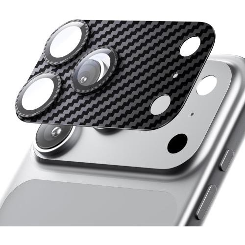 Hoerrye for iPhone 17 Pro Max Camera Lens Protector - [12FT Shatterproof Military Grade] [Strong Adsorption] Metal 9H  Tempered Glass Camera Screen Full Cover Case Friendly,Carbon Fiber