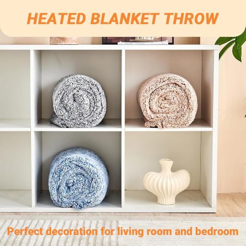 Heated Blanket Heated Throw, Electric Blanket 50x60 Heating Blanket with 8 Hours Auto Off 10 Fast Heating Levels Machine Washable Sherpa Heated Blanket with Overheating Protection