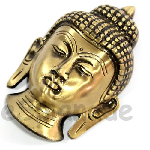 Gold eSplanade Brass Buddha Face Wall Hanging Idol Statue Figurine Murti Showpiece | Buddha Head | Home Decor | Tibetan Buddhist Statue
