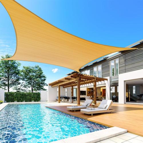Quictent 20x16ft Rectangular Sun Shade Sail 185G HDPE Canopy 98% UV Block Outdoor Patio Garden Commercial Deck with Hardware Kit (Sand)‼️missing kit‼️
