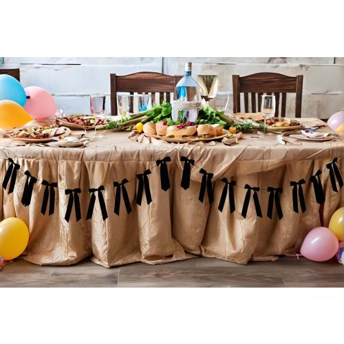 2 Pack Black Bow Garland Banner - 16 Prestrung Satin Black Bows Garland for Bridal Shower Decorations,Bachelorette Party, Birthday Party, Wedding Wall & Holiday Decor Coquette Decor