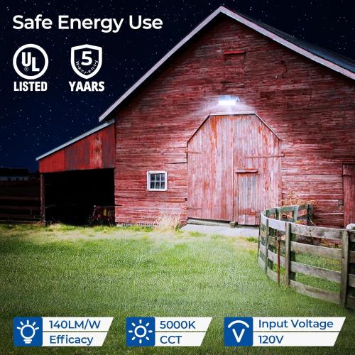 CINOTON LED Barn Light, Dusk to Dawn Outdoor Lighting, 42W 4950LM 5000K Daylight, Exterior Security Flood Light with Photocell, UL Listed, IP65 Waterproof Outside Area Fixture for Yard, Silver 1 Pack