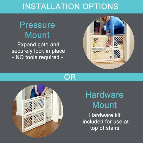 Toddleroo by North States - Supergate Ergo Baby Gate: Plastic Baby Gate for Stairs & Doorways - Adjustable Indoor Safety Gate - Made in USA - 26 to 42 Inches Wide - 26 Inches Tall - Ivory