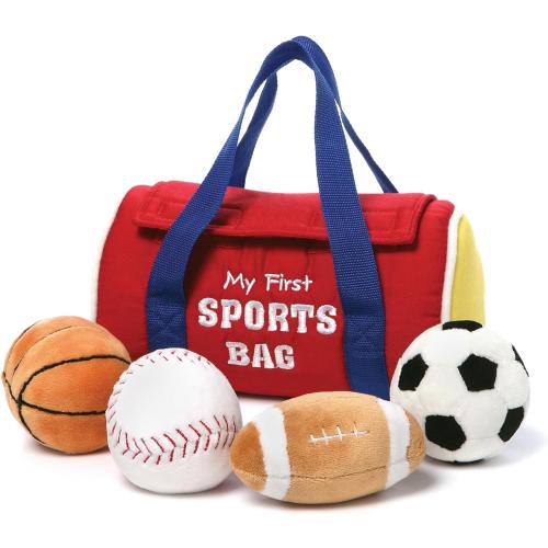 Baby GUND My First Sports Bag Stuffed Plush Playset, Baby Gift Toys for Boys and Girls Ages 1 & Up, 5 Piece, 8