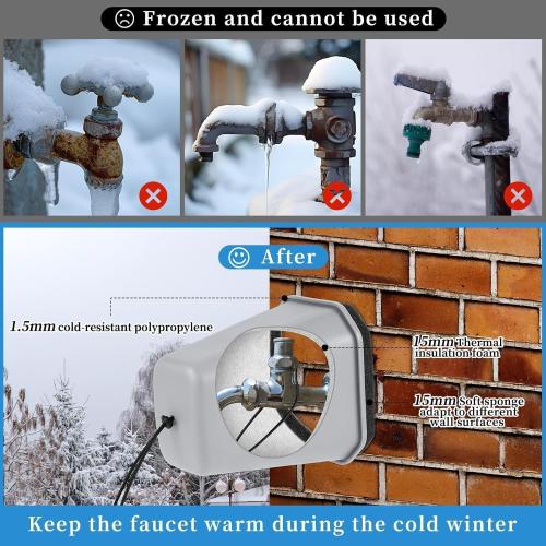 2 Pack 2026 Upgrade Extra Large Outdoor Faucet Cover for Winter Freeze Protection 8.5x7x5.5in Thick Plastic Foam Hose Bib Spigot Cover Winter Insulated with Reflective Strips (Gray)