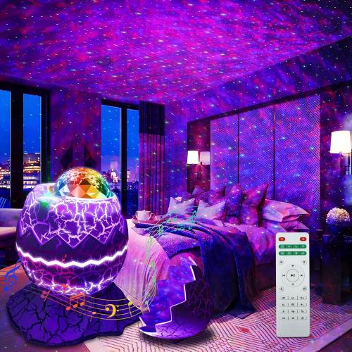 White Rossetta Star Projector, Galaxy Projector LED Lights for Bedroom, App Control Projector with Bluetooth Speaker and White Noise, Night Light for Kids Adults, Christmas, Party, Ceiling, Room Decor