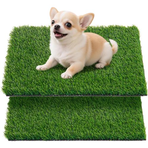 Artificial Pee Grass Pad for Dogs, Fake Grass Replacement Pads for Dog Potty Tray Training Pet Turf, Indoor and Outdoor Mat- 2 Packs (14 x 18)