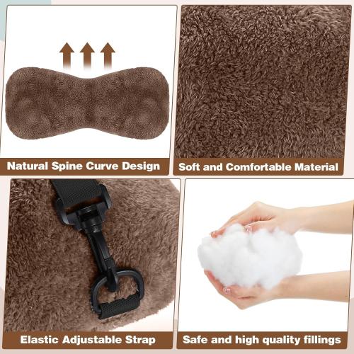 1 Pc Neck Pillow for Recliner Headrest Pillow Bone Shaped Chair Plush with Adjustable Strap Neck Support and Pain Relief Curve Head Cushion for Car Travel Airplane (Brown)