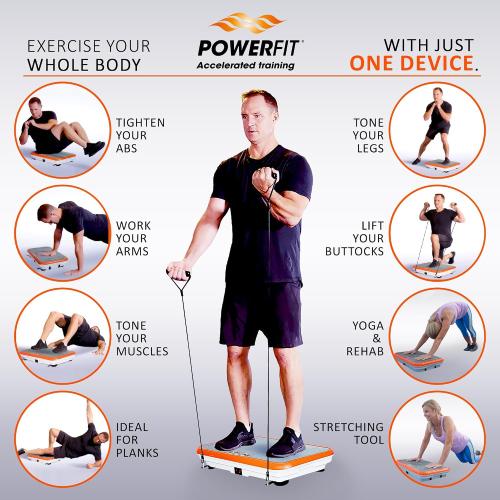 Power Fit Vibration Plate Exercise Machine, Powerfit Elite Vibration Platform, Power Plate, Body Vibration Plate for Lymphatic Drainage, Body Shaker Weight Loss - Remote, Resistance Bands & Diet Plan