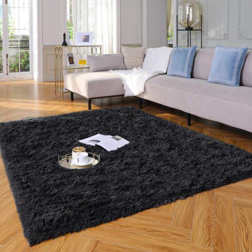Ophanie 4x6 Charcoal Rugs for Bedroom, Fluffy Shaggy Soft Area Rug, Non-Slip Indoor Floor Carpet for Living Room, Kids Boys Teen Dorm Home Decor Aesthetic, Nursery