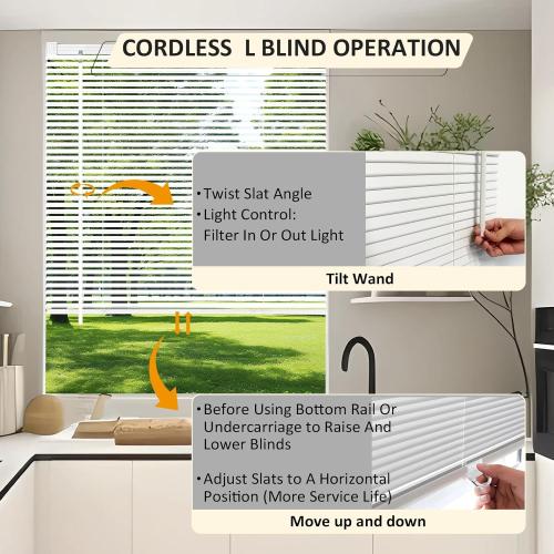 AIRLAJYID Cordless Vinyl Mini L Blinds 52 W x 48 H, 1 Slat White Horizontal Windows L Blind for Door, Shades, Camper, Light Filtering, Interiors, Arrive 1/2 Inch Narrower Indoor