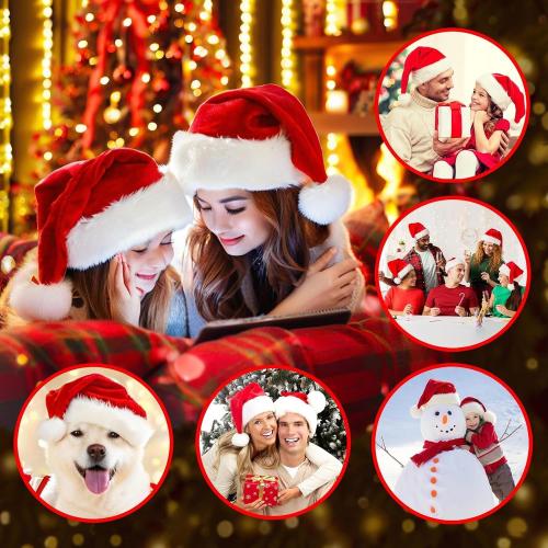 TCJJ: Kids/Baby/Adult Christmas Hat, Santa Hat, Unisex Xmas Hats | Red Velvet Double Thickened Comfortable Soft Liner Fabric for New Year, Festive, Party, Christmas Cosplay, Stage Performance