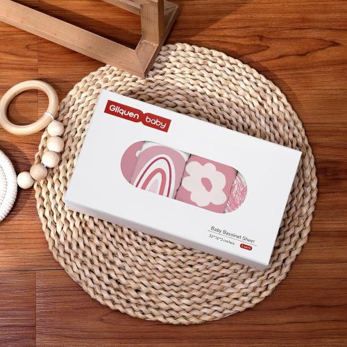 Gllquen Baby Bassinet Sheets 4 Pack, Breathable Cozy Fitted Mattress Sheet, Elastic Travel Crib Fashionable Floral Pattern, Standard Cradle Safe Sheets for Baby Boys Girls 32x16(Love)