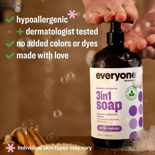 Everyone 3-in-1 Body Wash, Bubble Bath & Shampoo, Vanilla Lavender 2-Pack