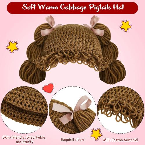 Halloween Cabbage Costume Baby Yarn Wig for Girl Infant Baby Cabbage Wigs for Boys Girls Infant Costume (Brown,Cute)