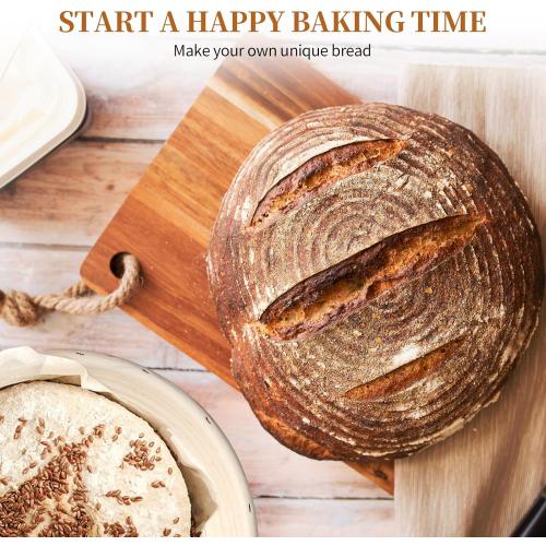 Banneton Bread Proofing Basket Banneton Basket Set Sourdough Proofing Basket Round Proofing Bowls Handmade Rattan Baskets and Liners (Round 9 inch Baking Set)