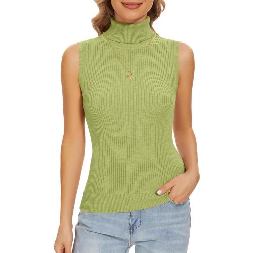 Sleeveless Turtlenecks Tops for Women Lightweight Knit Sleeveless Vest Stretchy Turtleneck small
