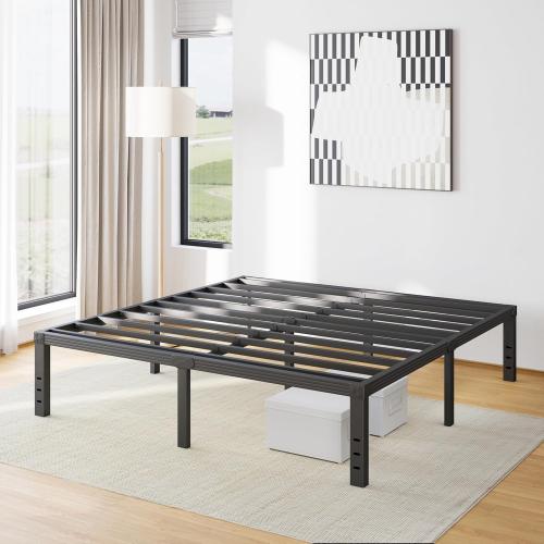16 Inch High Metal King Bed Frame, Platform King Size Bed Frame No Box Spring Needed, Easy to Install, Noise Free, Sturdy