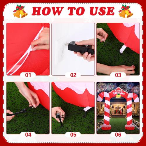 Soulchen 10ft 2025 Giant Candy Arch Inflatable Decoration Merry Christmas Arch Outdoor Decoration Built-in LED Light Blower Suitable for Indoor Outdoor Garden Yard Christmas Holiday Decor (Candy)