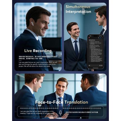 AI Translation Earbuds Real Time,188 Language Translator Earbuds, Audifonos Traductores Inglés Español,3-in-1 Translating Device,Noise Cancelling Translate Ear Buds with for Travel & Business Meetings