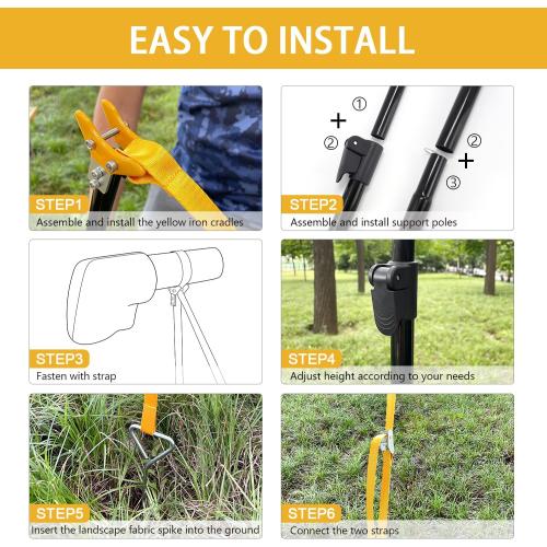 HUAALIUCHE RV Awning Tie Down Kit Pole with Yellow Strap, Awning Pole & Tie Down Kit Heavy Duty Campers,RV Awning Support Poles,Support System (Adjustable Length 78-114) - 2 Pack