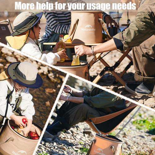 Naturehike 10L Collapsible Bucket, Folding Portable Wash Basin with Handle & Lid for Outdoor Camping Travelling Fishing Hiking Gardening Car Washing