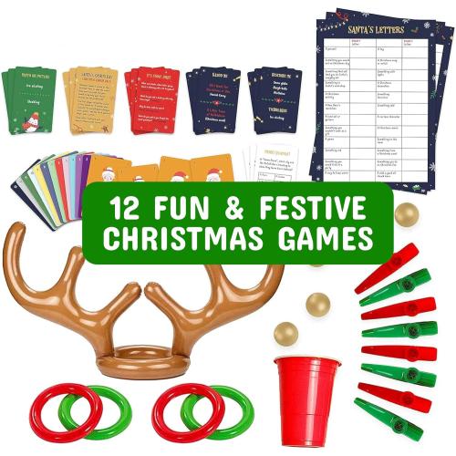 Gutter Games 12 Games of Christmas - Family Game Night Pack for Kids and Teens - Hilarious Christmas Party Games for Adults and Family Party - Complete Entertainment Package - Multicolor