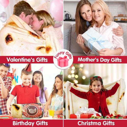 Jorbest Burrito Tortilla Throw Blanket Birthday Gifts for Women Men Teen Boys Girls, Novelty Tortilla Food Blanket Funny Gifts for Adult Kids, 285 GSM Soft Flannel Taco Blanket (Yellow, 60 inches)