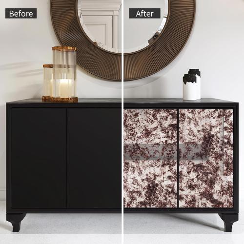 LiveInUrban Vintage Foxed Ancient Rust Antique Chrome Reflective Style Wallpaper, Grunge Peel and Stick Contact Paper for Wall Furniture Vanity Dresser Home Decor, 15.35x39.37