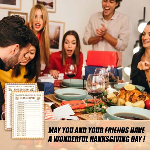 Thanksgiving Friendly Feud Game, Happy Thanksgiving Trivia Feud Quiz, Fall Harvest Board Game for Adults Family, Fall Holiday Party Activities Decorations, Autumn Party Supplies & Favors -04