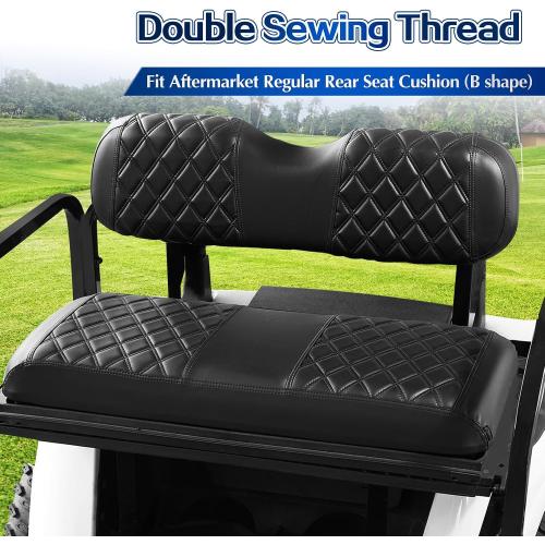 NOKINS 4PCS Golf Cart ET Diamond Seat Covers Kit,Front and Rear Seat Covers for EZGO TXT 1994-2013 Original Regular Seat Cushion, No Stapler, Golf Cart Vinyl Replacement Seat Cover,Black Stitching