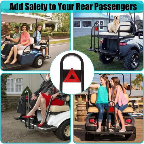 10L0L Golf Cart Rear Seat Grab Bar - Heavy Duty Safety Grab Bar w/Triangle Reflector for Rear Seat Passenger Security, Universal for Yamaha EZGO Club Car