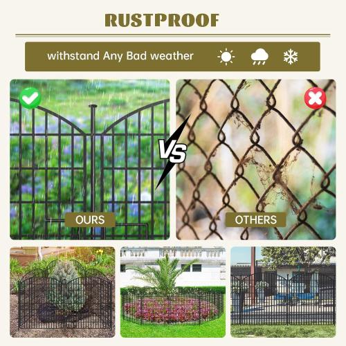 16 Panels No Dig Garden Fence with Gate, 32in x 38.6ft Decorative Dog Fence Outdoor for Yard, Tall Animal Barrier Fencing Rustproof Metal Garden Edging Border, Temporary Fencing for Outdoor, Patio