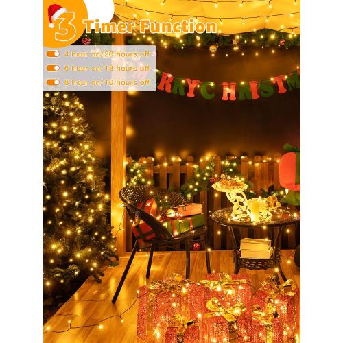 500 LED 164 FT Christmas Lights, Waterproof Outdoor String Lights with Remote and Timer, Christmas Tree Lights with 8 Modes Dimmable, Fairy Lights for Holiday Decor (Warm White)