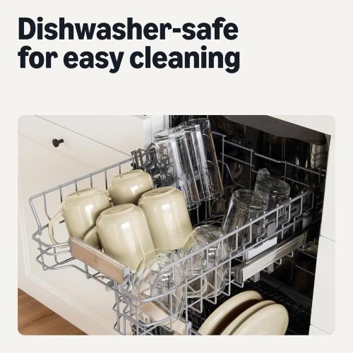 Amazon Basics Glazed Stoneware Coffee Mugs, Ceramic 4-Piece Set, 16 oz, Microwave and Dishwasher-Safe, Ivory