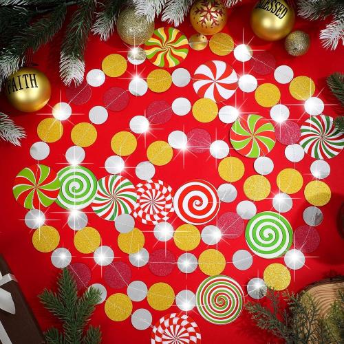 Zhanmai 16.5ft Christmas Candy Cane Garlands Xmas Peppermint Garland Ornaments for Tree Glitter Holiday Tree Garland for Christmas Wreaths Home Fireplace Decorations(Round)