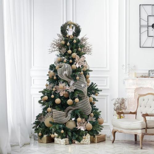 24-Pack Christmas Tree Picks Ornaments, Artificial Glitter Berry Stem Glittery Twigs Ornaments for Christmas Tree Decorations, Small Vase, Holiday, Wedding, Party Decorations (Champagne)