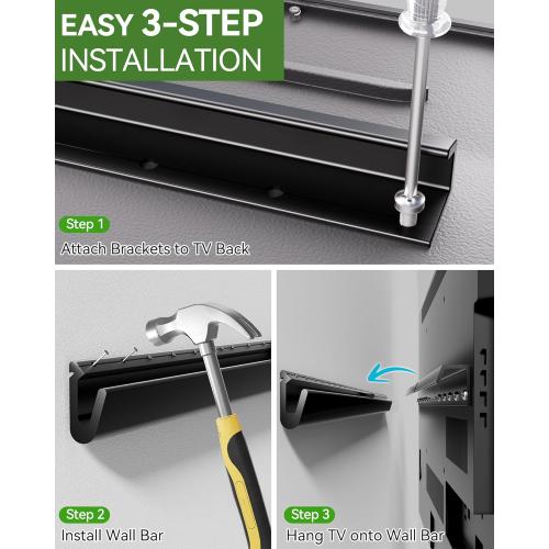 AENTGIU Studless TV Wall Mount, No Drill Drywall TV Mount for 32-75 Inch Smart TVs, Max VESA 600x400mm, Low Profile, No Stud, No Anchors, Tv Wall Bracket Hanger, Holds up to 150 lbs