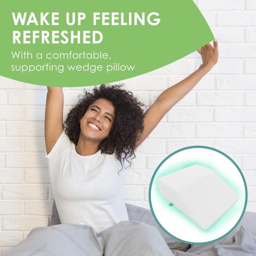 Cushy Form Leg Elevation Pillow - 8 Inch Wedge Pillows for Legs - Elevated Support for Back, Hip and Knee Discomfort & Post-Surgery w/ Washable Cover - White