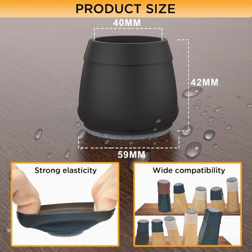 Extra Large Chair Leg Floor Protectors, (Fit: 1.84-2.36 Black).