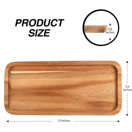 Acacia Wooden Platters for Food & Decor, Wooden Serving Board & Platter, Wood Serving Trays & Plates, 13' x 6' Flatbread Plate, Wood Plate Set of 3 Food Platter