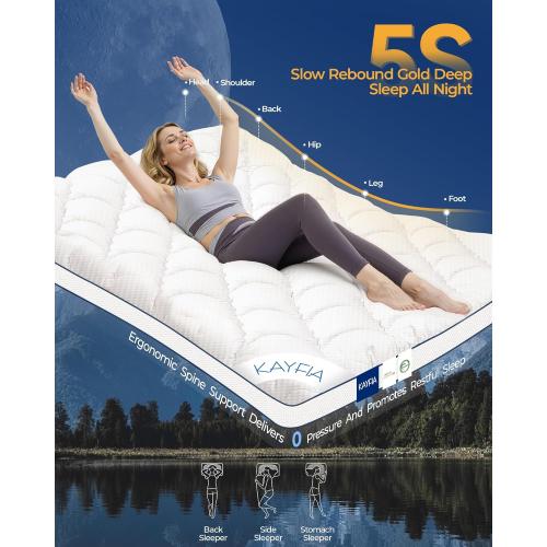3 Inch Full Mattress Topper, Extra Thick Memory Foam Mattress Pad for Back Pain Relief, Pillow Top Mattress Topper with Breathable Air Mesh Sides, Soft Fluffy Supportive Pressure-Relieving Bed Topper