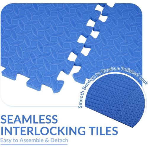 Fitvids Puzzle Exercise Gym Flooring Mat, High-Density EVA Interlocking Tiles Workout Mat for Home Gym, Fitness Equipment, MMA, Gymnastics, Shock-Absorbing Exercise Mat