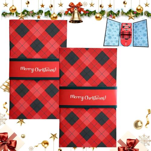 Handmade Waterfall Christmas Gift Card Booklet,Pull-out Design Merry Christmas Gift Card Book,Xmas DIY Surprise Money Card Sleeve Book Holder,Xmas Party Supplies Gifts for Family Friends (2Pcs)