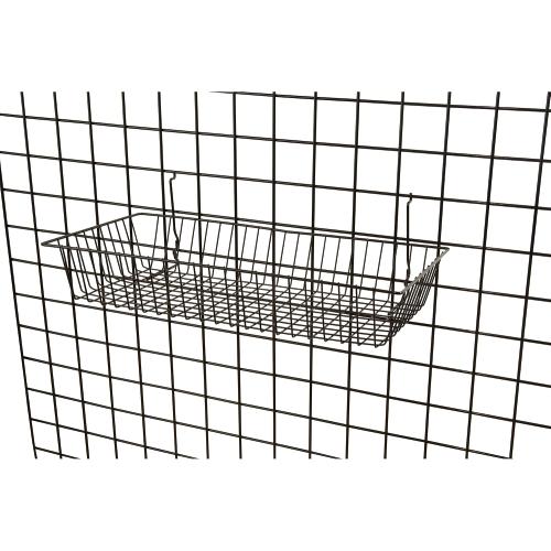 Only Garment Racks #5624B (Pack of 6) Black Wire Baskets for Grid Wall and Slat Wall - Merchandiser Baskets, Black Wire Basket 24 L x 12 D x 4 H (Set of 6) (Pack of 6)