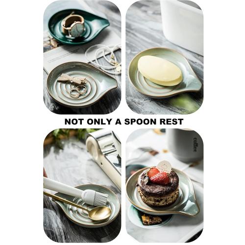 LAUCHUH Spoon Rest, 5 Large Spoon Holder for Stove Top Ceramic Spoon Rest Spatula Rest for Kitchen Utensils, Ladle, Coffee Spoons, Cooking spoons, Spatula, Tongs, Christmas, Unique Gray